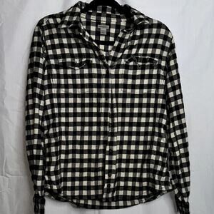 Carhartt Women's Size Medium Black White Buffalo Check Long Sleeve Flannel Shirt